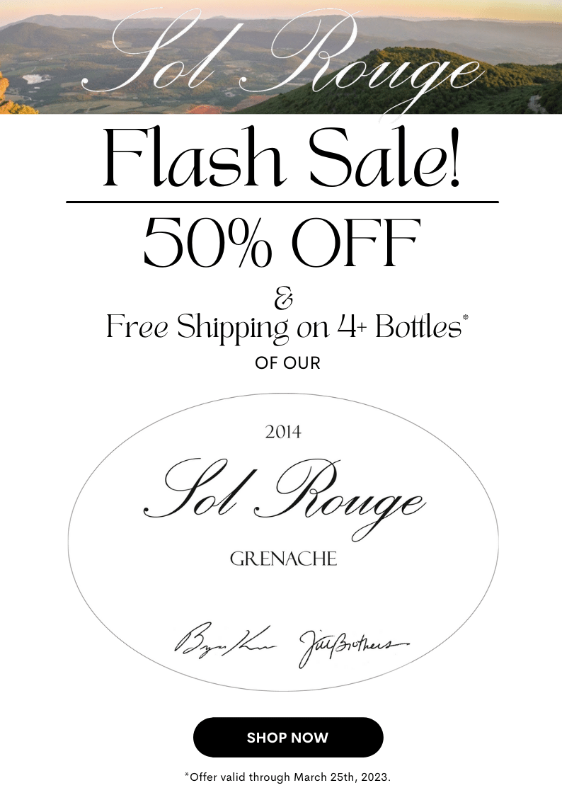 SolRouge's tweet photo. LAST DAY of our FLASH SALE: 50% Off &amp; Free Shipping on 4 bottles of Sol Rouge 2014 Grenache

Get 50% Off &amp; Free Ground Shipping when you purchase 4 bottles of our 2014 Grenache.
Was $188.00 - Now $94.00!

https://t.co/tCFWszTDx2 https://t.co/9ZvSt3haCC