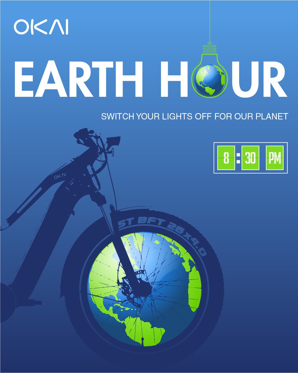 okai_co's tweet photo. 🌎Give an hour for Earth on March.25th! 🌎
Switch off your lights💡 and spend 60 minutes making a difference for our planet!
.
.
.
#EarthHour #earthhour2023 #rideOKAI #ridegreen #Timeoutfornature https://t.co/UTLCPksyu8
