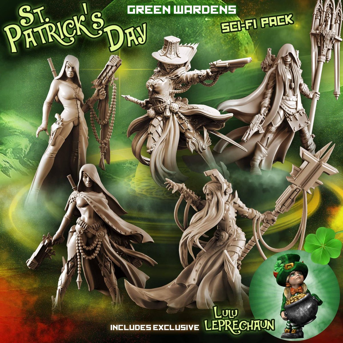 ragingheroes's tweet photo. Don't miss this 𝗟𝗜𝗠𝗜𝗧𝗘𝗗 𝗘𝗗𝗜𝗧𝗜𝗢𝗡 set: https://t.co/LwG8x9COFZ 

#ragingheroes #luckyladies #minis #minipainting #miniature #wargame #dnd #starfinder #grimdark #ttrpg #proxy #scifi #war #futurewar #scififantasy #sisters #inquisition #nunswithguns #lulu #leprechaun https://t.co/F6x1QnGEUg