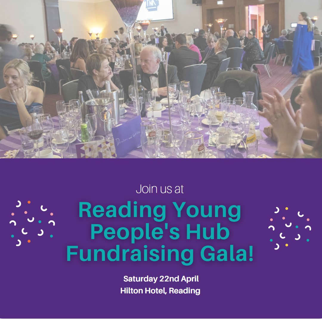 Time is running out to book your tickets for #ReadingYoungPeoplesHub Fundraising Gala!
This night of dinner and dancing, with a raffle and auction, will raise funds to develop a drop-in, centralised Hub for local young people.

Book your tickets now 👉ow.ly/oUVx50NiCAV