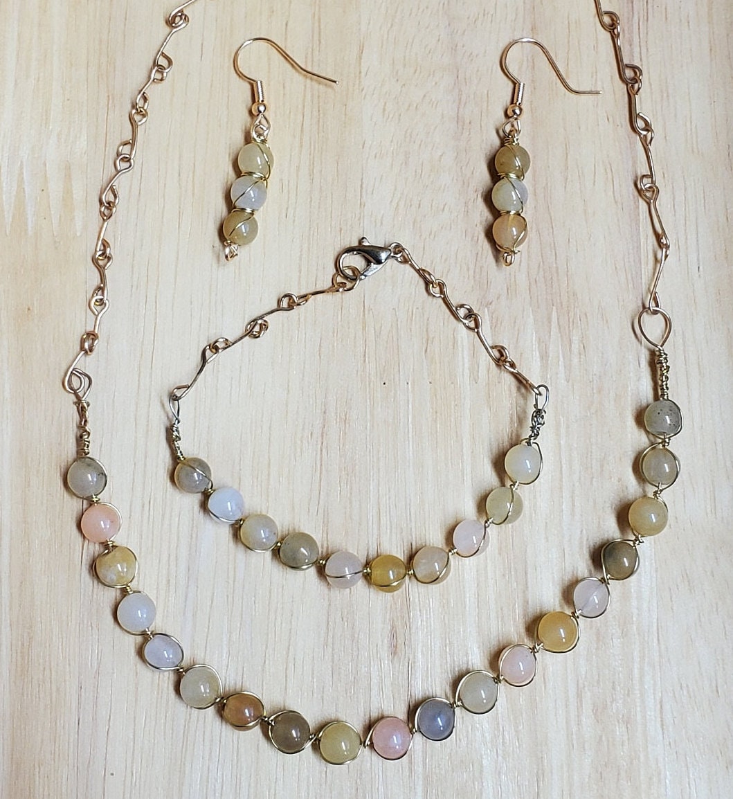 CoySonjad's tweet photo. Excited to share the latest addition to my #etsy shop: Wire-wrapped Imperial Jade Set https://t.co/C9EEdSjYl7 #yellow #round #jade #unisexadults #gemstone #lobsterclaw #peach #gold #goldwire https://t.co/VGQkV9IdIH