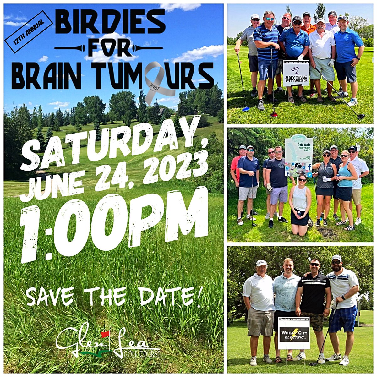 B4BTinfo's tweet photo. 12th Annual Birdies for Brain Tumours Golf Tournament ⁣
⁣
- Save The Date - 

Glen Lea Golf Course⁣
SAT, June 24, 2023 @ 1pm

Registration Opens: ⁣
MON, May 1, 2023 @ 10am

FB: @birdiesforbraintumours
🐣: @B4BTinfo ⁣
#️⃣: #B4BT 
📍: @glenleagolf 

@BrainTumourFdn @BRHCF2give https://t.co/mXYKPayILS