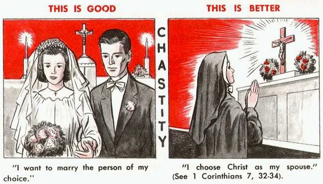 "If anyone says that the married state is to be preferred to the state of virginity or celibacy, and that it is not better and happier to remain in virginity or celibacy than to be united in matrimony: let him be anathema" (Council of Trent, Session 24, Canon 10; Denz. 980). 