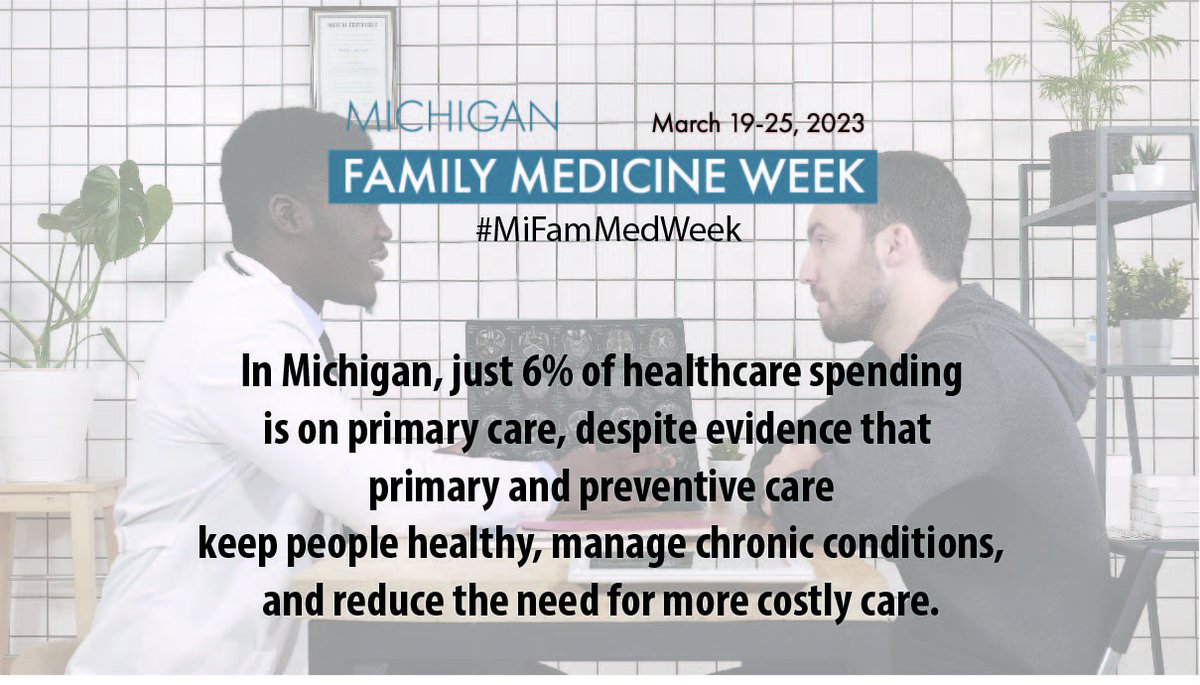 MIFamilyDocs's tweet photo. Today is the last day of Michigan Family Medicine Week 2023. Spread the word far and wide that we need more family physicians to meet demand for and expand access to primary and preventive care. #MakeMiHealthy #MiFamMedWeek #MiFamilyDocs #AdvocacyMatters https://t.co/aUWHgPo8PO