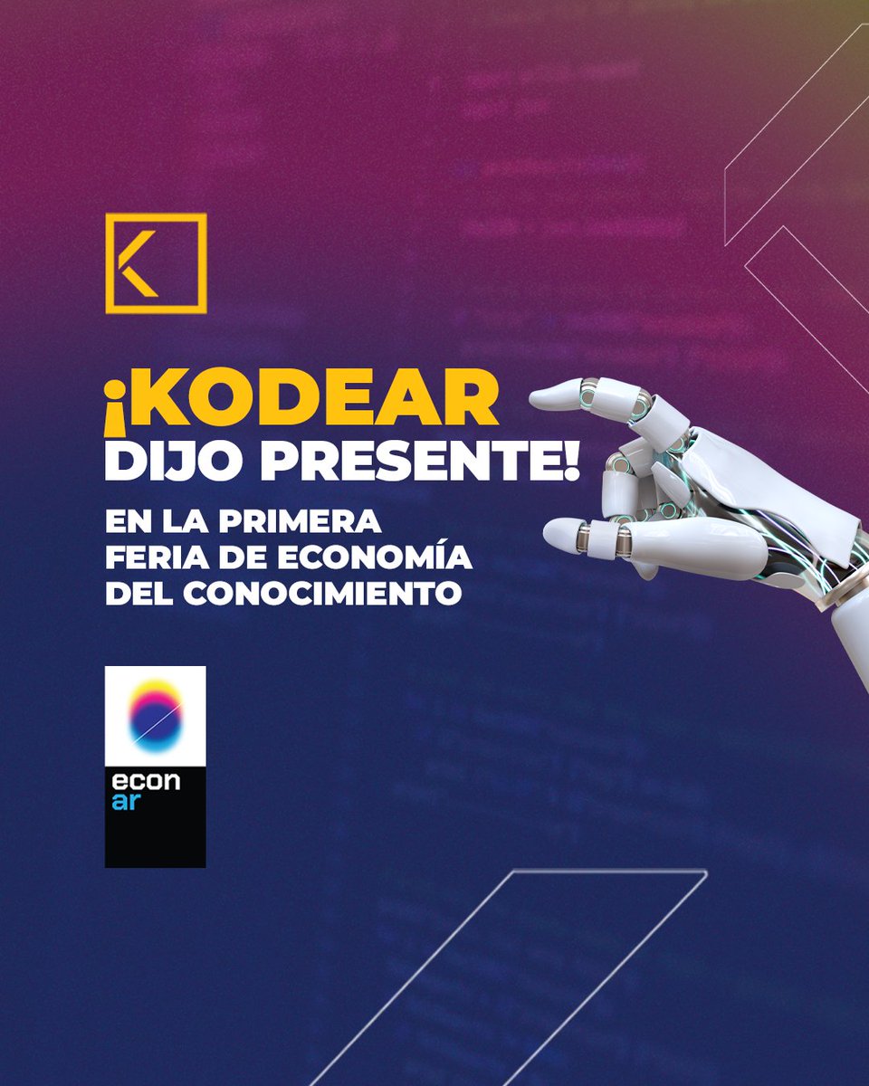 KODEAR_dev's tweet photo. ¡KODEAR dijo presente en #EconAr! 💪🏼

https://t.co/o2UqPpTS7t 

#FeriaDelConocimiento #EdCEnTodoyParaTodos #Innovación #Tecnología #Software #Software https://t.co/PrdRFpz2uY
