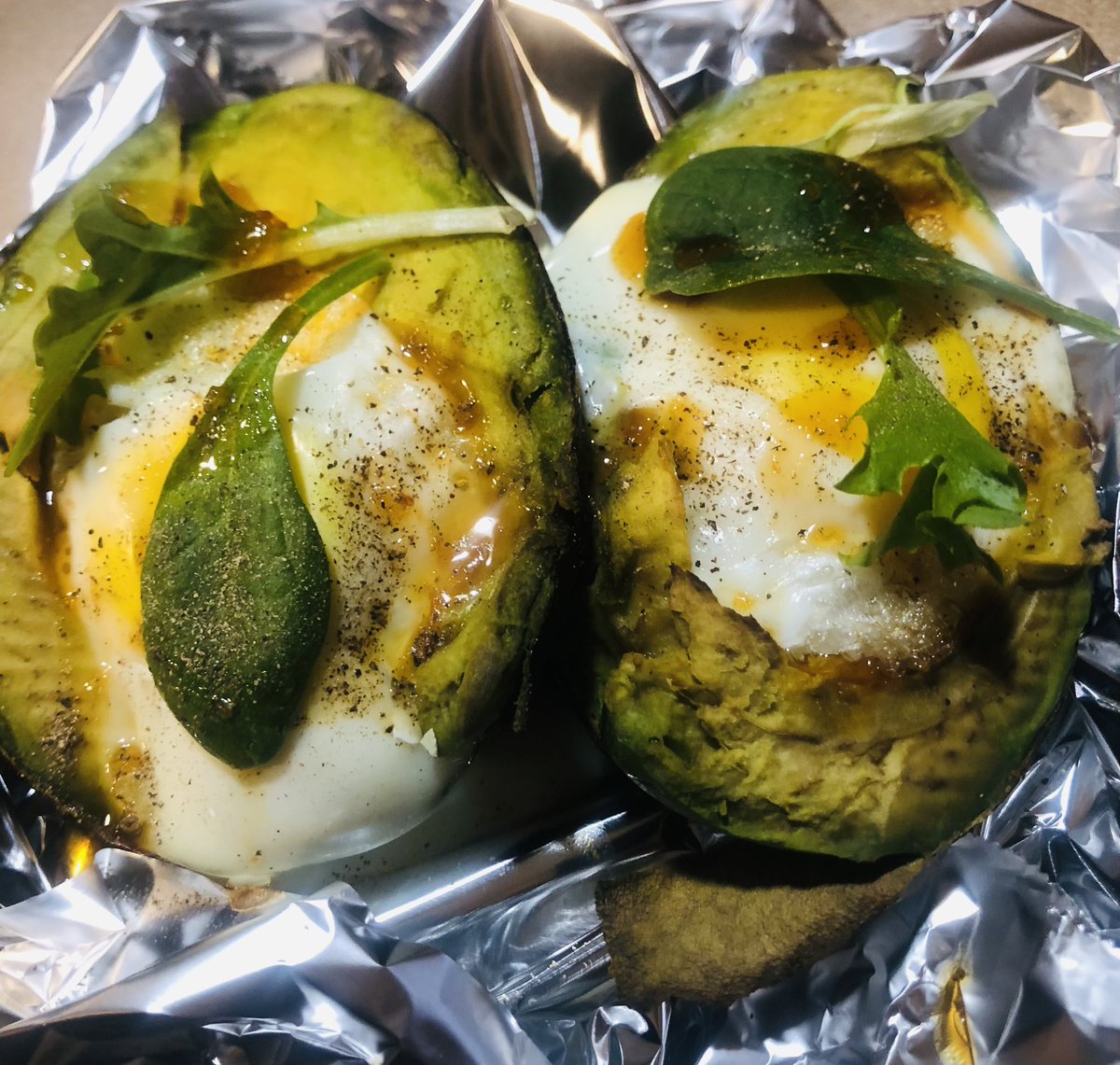 jrsygrlhotsauce's tweet photo. Saturday morning breakfast! Baked egg avocados drizzled with Jersey Girl Bee Sweet!#hotsauce #egglovers #pepperheads #avocado #spicy https://t.co/iS55FkO4yP