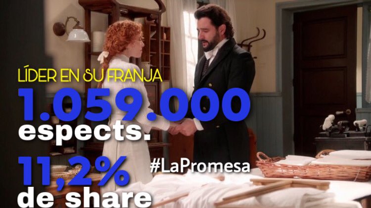 +QTele 📺 (@masqtele) on Twitter photo #LaPromesa cierra la semana en la tarde de <a href="/La1_tve/">La 1</a> LIDERANDO SU FRANJA DE EMISIÓN ante 1.059.000 y 981.000 espectadores (11,2% y 11,8% de share) ¡Éxito #AnaGarcés <a href="/Avelzquezb/">Antonio Velázquez</a> <a href="/maruxacastro/">MARIA CASTRO</a> ! #LaPromesa cierra la semana en la tarde de <a href="/La1_tve/">La 1</a> LIDERANDO SU FRANJA DE EMISIÓN ante 1.059.000 y 981.000 espectadores (11,2% y 11,8% de share) ¡Éxito #AnaGarcés <a href="/Avelzquezb/">Antonio Velázquez</a> <a href="/maruxacastro/">MARIA CASTRO</a> !