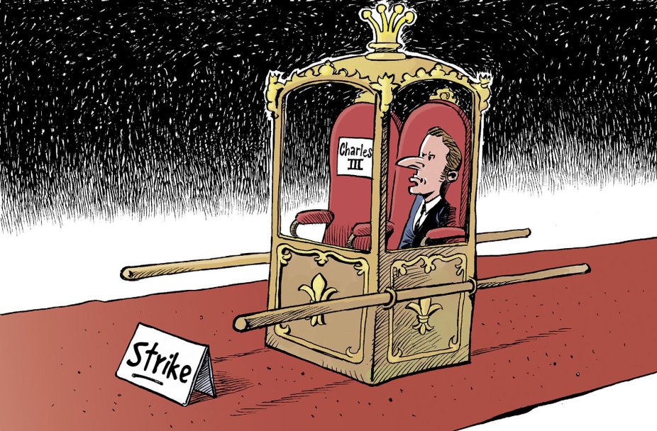 FBonnafy's tweet photo. Excellent dessin de #Chapatte sur le lapin posé par Charles III à Manu 1er https://t.co/hdDZ6oHPCZ