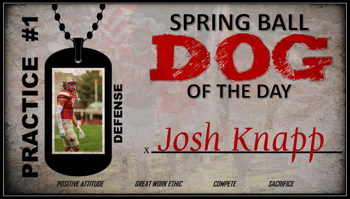 VMI_Football's tweet photo. Big shoutout to @joshknapp177 for being named Spring Ball Defensive  “Dog of the Day” #RahVaMil #AllIn https://t.co/swDQYXw6wE