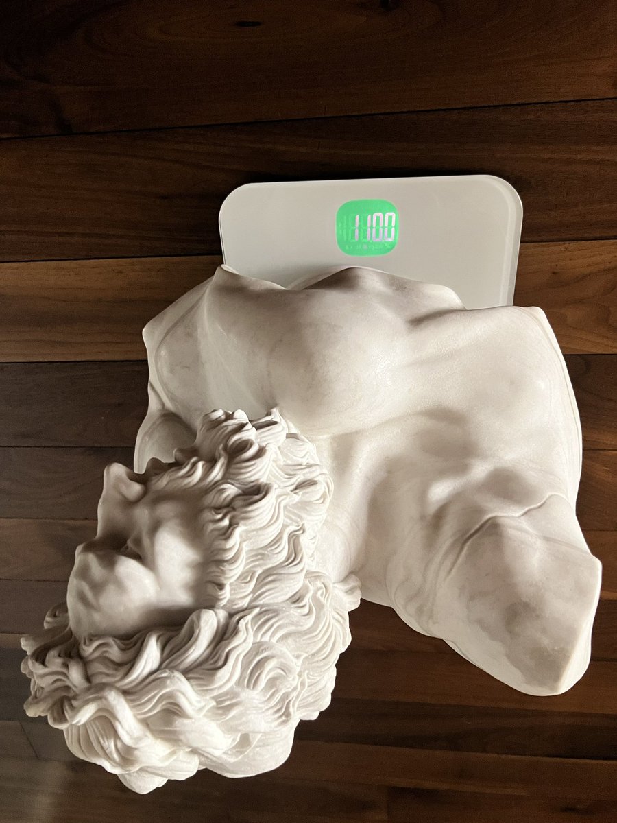 Proud to be the caretaker of this incredible sculpture by <a href="/leocaillard/">leo Kay</a>, which I won by winning his 1/1 NFT in <a href="/niftygateway/">Nifty Gateway Studio</a> in collaboration with <a href="/kilimanjaroger/">Roger Kilimanjaro</a>. Made of pure marble, I almost broke my back carrying it! Weighs in at a massive 110 lbs! 💪🏽 thank you ser! 🫡💎🙌🏽