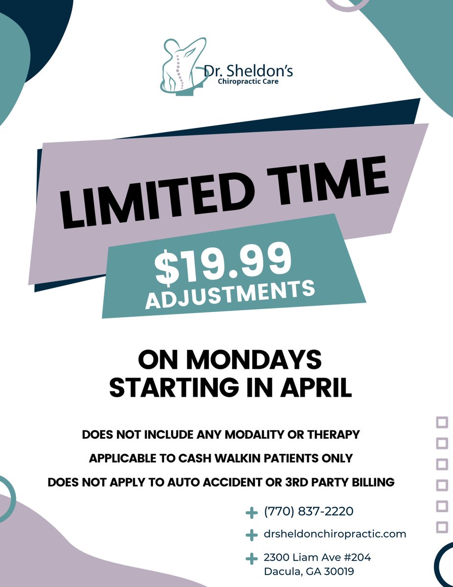 drSheldonchiro1's tweet photo. Starting April 10,2023, and for a limited time. Tell all your friends and family. https://t.co/lw53SWfPgA