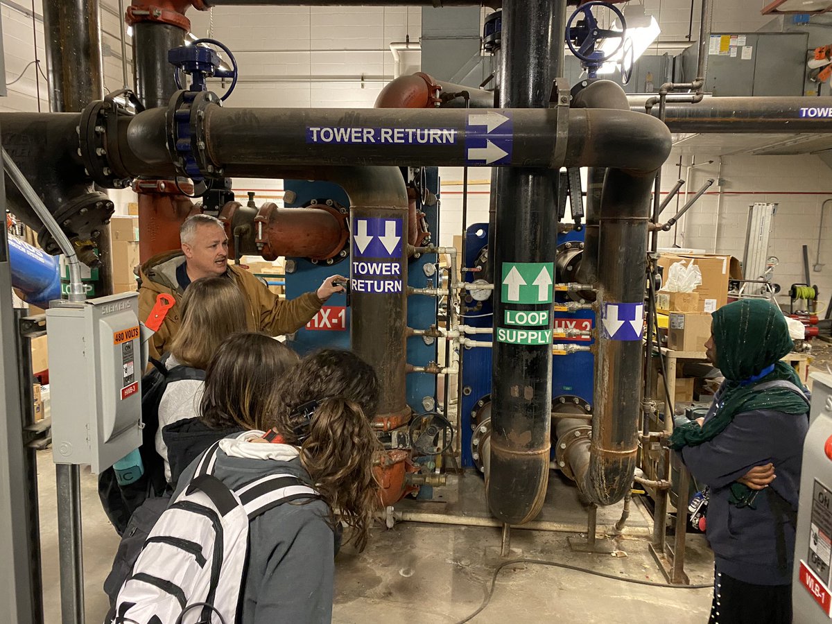 EnergyIslander's tweet image. We are investigating HVAC and geothermal heat pumps. We are lucky to have the support of the excellent HVAC team at @GIPublicSchools. Chris and Perry gave us a tour of the specialized equipment that keep GISH comfortable. @GISH_AoET