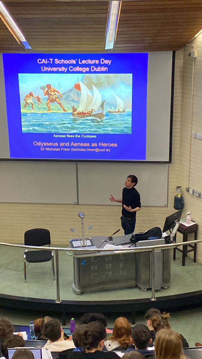 AccessClassics's tweet photo. Now Dr. Nicholas Freer presenting on Odysseus and Aeneas as Heroes @IrelandClassics #accessclassics https://t.co/N5aN7pmPAB