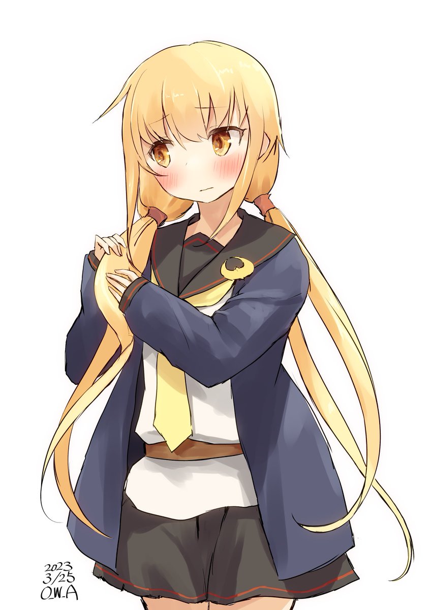 satsuki (kancolle) 1girl solo long hair blonde hair twintails skirt white background  illustration images