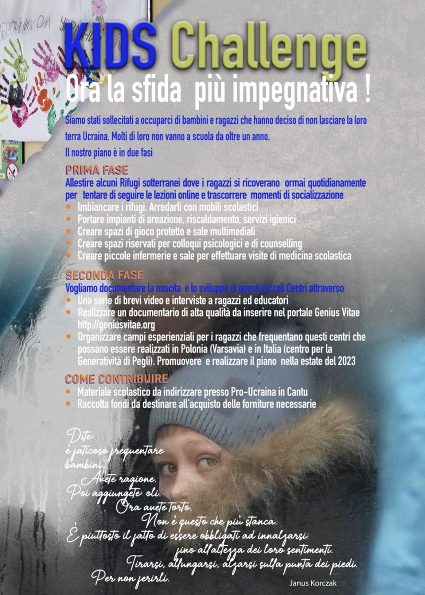 I bambini hanno bisogno di un posto dove stare, dove trovarsi, dove giocare. Un posto che abbia aria, che sia riscaldato, che sia almeno un po’ accogliente. Ci proviamo, se volete dateci una mano #ucraina #kidschallenge #25marzo <a href="/nelloscavo/">nello scavo</a>