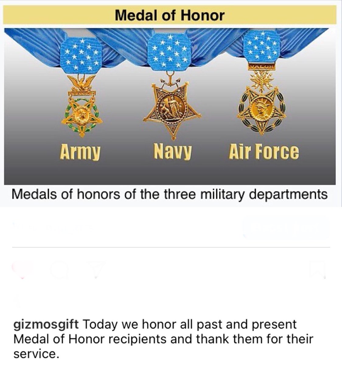 GizmosGift's tweet photo. #NationalMedalofHonorDay 
#ThankYouForYourService ❤️🤍💙 🇺🇸 https://t.co/pbqCM7tvWq