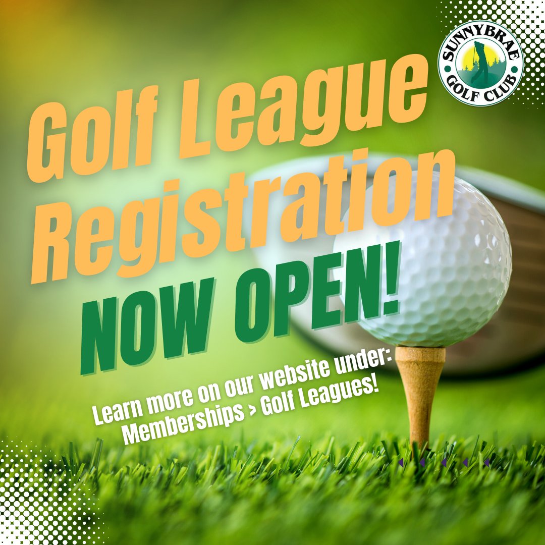 Join a golf league at Sunnybrae this Spring!
We have 9 hole &amp; 18 hole leagues, something for every calibre of golfer and every schedule. Our leagues are fun, social &amp; engaging! Learn more on our website or by calling us in the Proshop.

sunnybraegolfclub.com/golfleagues/
