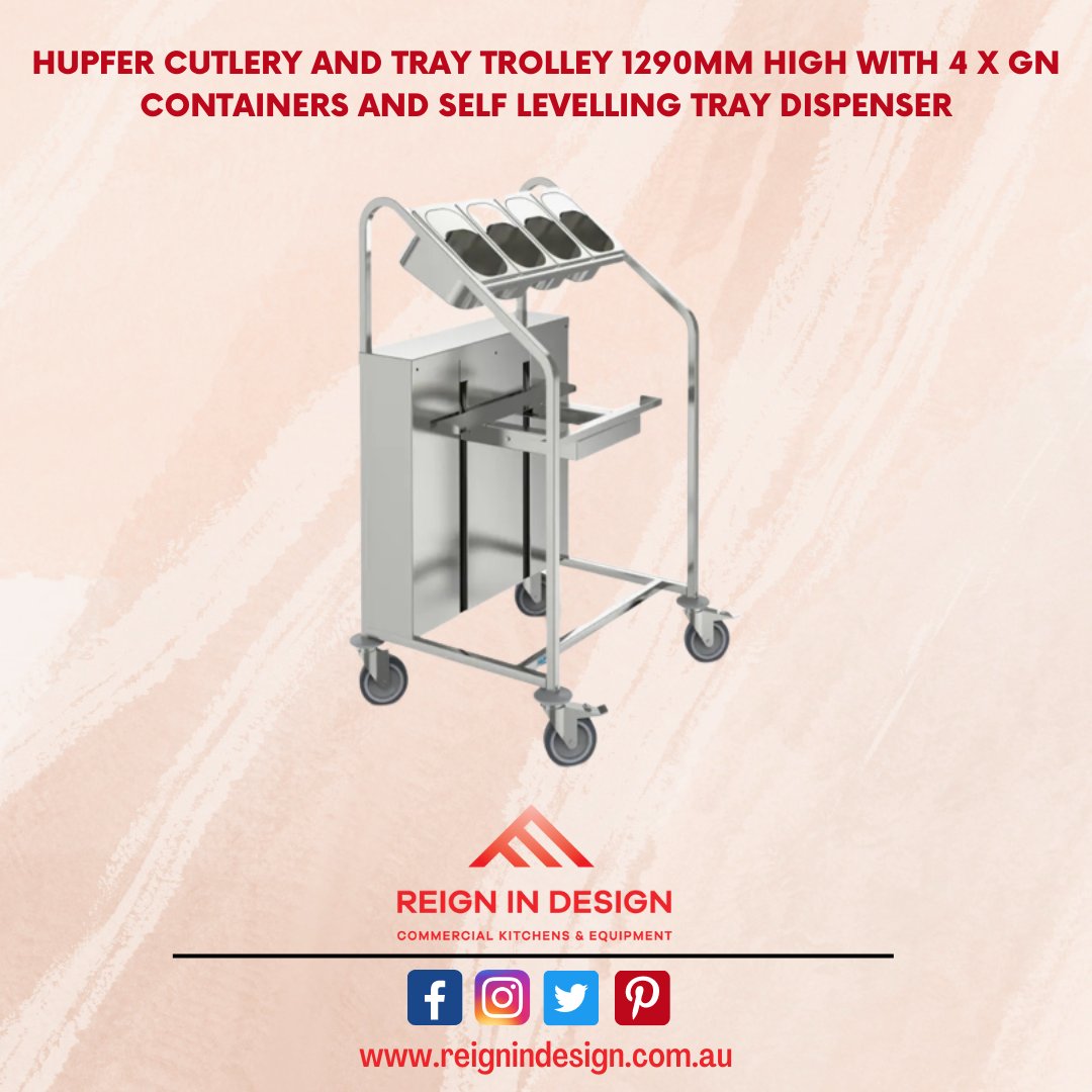 in_equipment's tweet photo. Hupfer cutlery and tray trolley 1290mm high with 4 x GN containers and self levelling tray dispenser
Features
Get Yours - https://t.co/uuBYkdSRVn
#Reignindesign #Commercial #Australia #Design #initialdesign #Kitchen #commercialequipment #CUTLERY #trolley https://t.co/atkUF3vmM1
