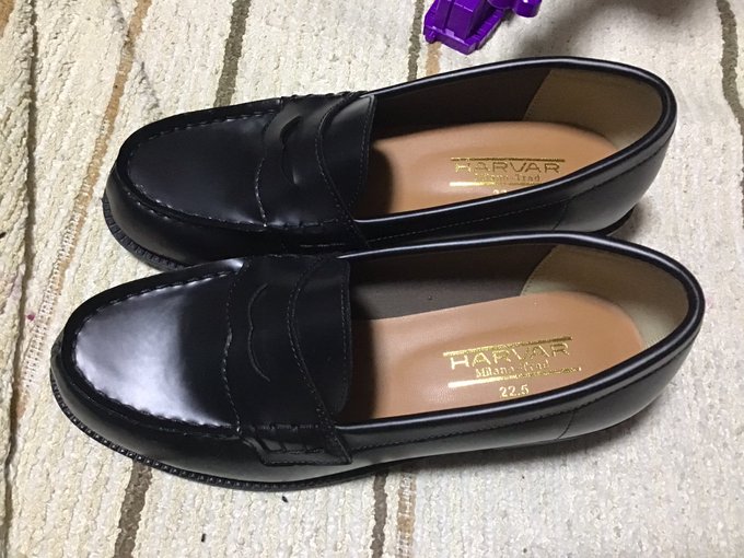 作画資料に、女子学生向けのローファーを買ったのです。
靴がチョー苦手なので、これはもう現物を観察しようと。
2500円の安物ですが。 