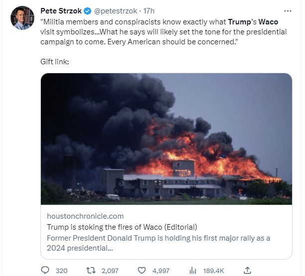gatewaypundit's tweet photo. This demon was a top bureaucrat at the FBI - Pushed lies to run a coup on Trump while banging a colleague in the broom closet... Look at him today! Wow. @peterstrzok @catturd2 @JackPosobiec https://t.co/kVxyfxuidQ