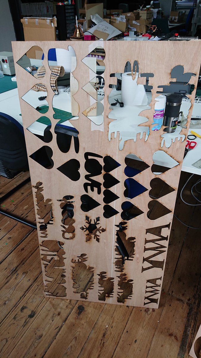 Trying to PAT test the @DoESLiverpool #lasercutters but first I need to tidy the room because the laser-cut-lace makers would rather clutter the space with sheets of waste like this rather than clear up after themselves #rant #weeknotes #makerspace life