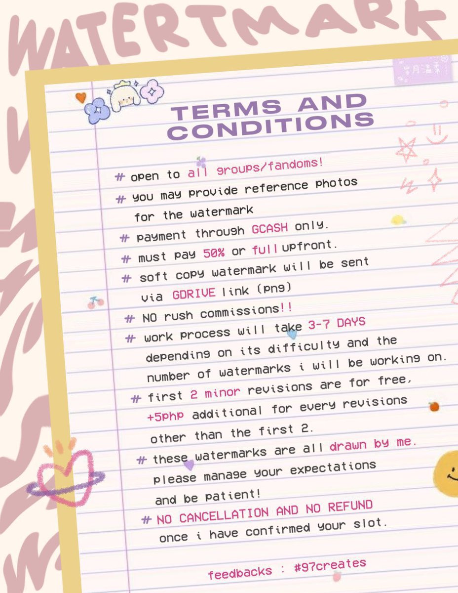 97creates's tweet photo. 🧸 terms and conditions !  ☻  [ please read ] https://t.co/pUyvJtN8Go