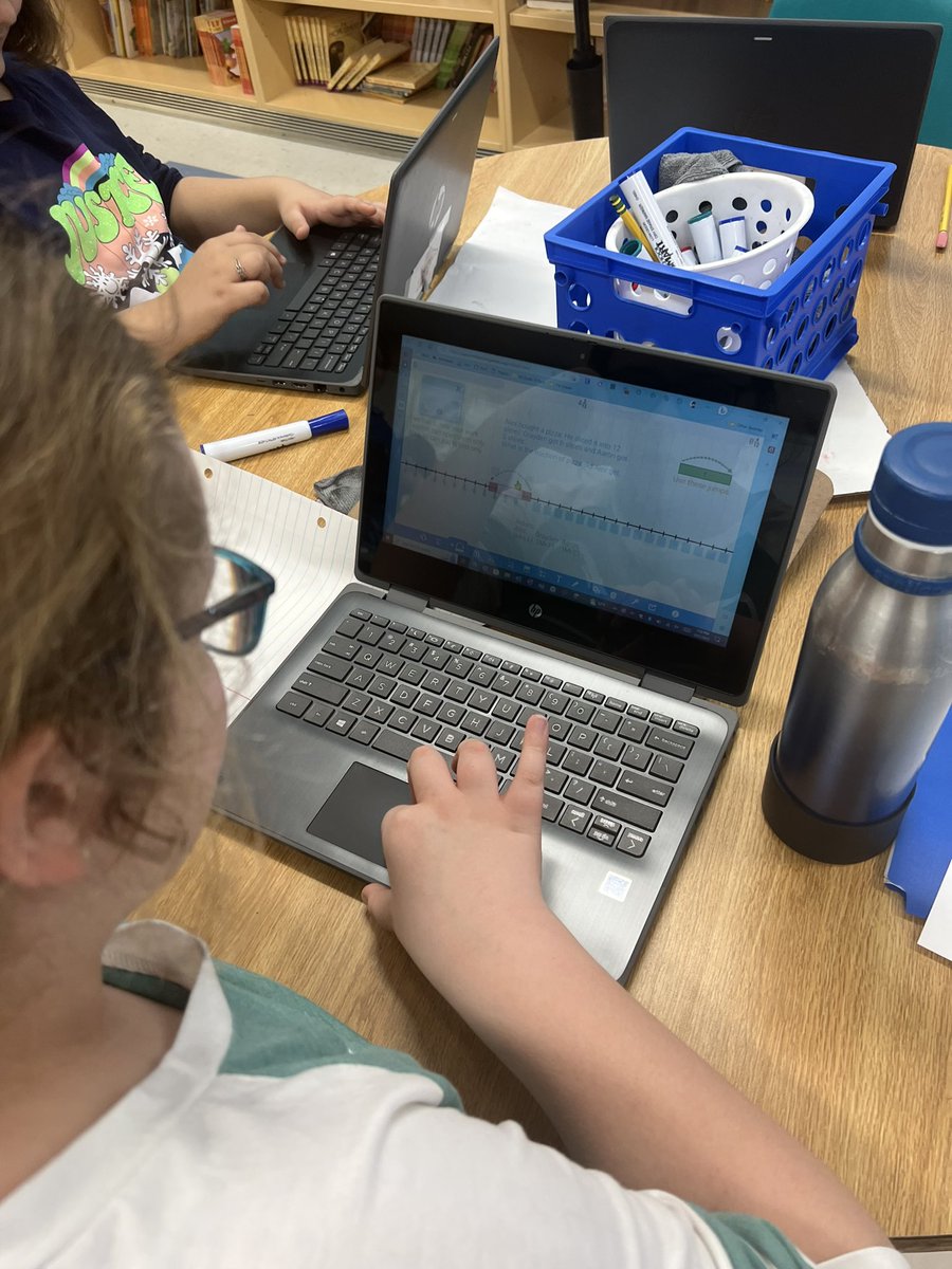 ParkersTribe4's tweet image. Students using the #mathlearningcenter app to build word problems using number lines for the addition and subtraction of fractional pieces. Not only were we able to solve each other’s problems, I now have 20 practice problems for next year! #mathrules @NYSMTP @LaFayetteTiger