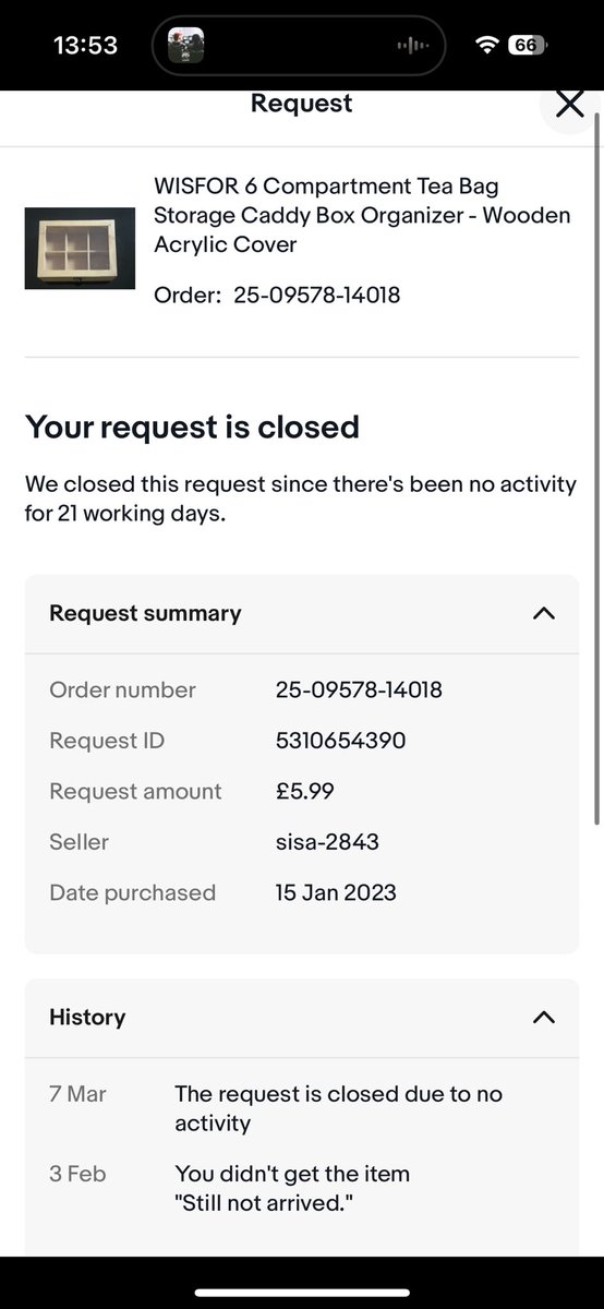 rutigor's tweet photo. @eBay_UK #ebayscam #scam #ebay is a complete scam. You pay. Nothing arrives. You tell eBay. They do nothing. The seller doesn’t reply. Then, you CANNOT get your money back. SCAM. https://t.co/S8IWLv0TC2