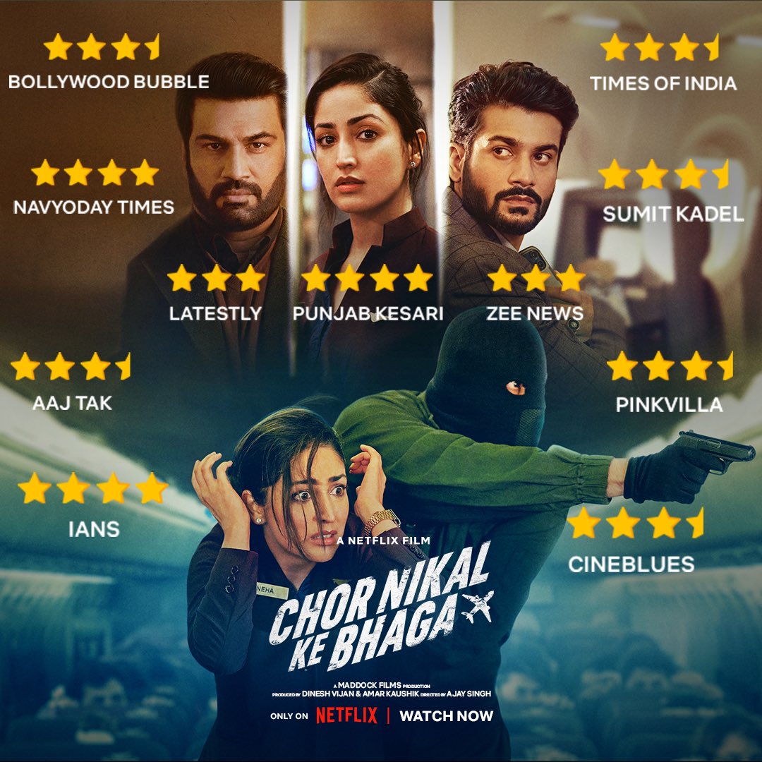 ajaysinghmail's tweet photo. Our emotions are at 36,000 ft after reading these reviews! 🥰
#ChorNikalKeBhaga is STREAMING NOW @netflix_in!! 🤩

@yamigautam @sunsunnykhez @netflix_in @maddockfilms @sharadkelkar @indraneilsengupta @ajaysinghmail #DineshVijan @amarkaushik @sirajahmed381 @vishalmishraofficial https://t.co/2RL1lkVJkK