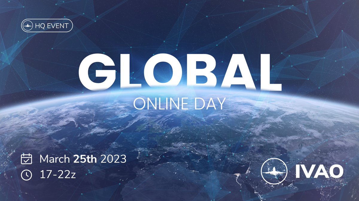 ivaoaero's tweet photo. 🌍✈️ Global Online Day is HERE! ✈️🌍

Get ready to soar through the virtual skies with fellow pilots and controllers from around the globe! 

Join us for an unforgettable day of flying, ATC, and camaraderie. All pilots and controllers, seasoned pro or brand new, are welcome! https://t.co/VswfiHQNwG