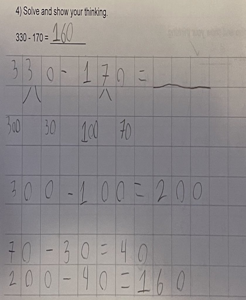 A Grade 2 student solves subtraction problems solely like this. What might be his next steps? What would you ask him? #elementarymarthchat