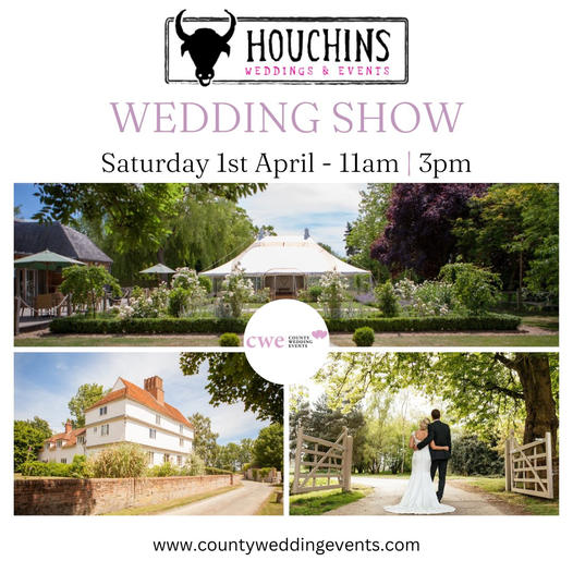 The <a href="/CountyWedEvent/">CountyWeddingEvents</a> Wedding Show at Houchins Wedding Venue

📍Houchins Lane, Coggeshall, Colchester, Essex, CO6 1RT
📆 Sat, 1st April 2023
⏰ 11am - 3pm

Pre-register your attendance at countyweddingevents.com/houchins-weddi… and save time on the day!
