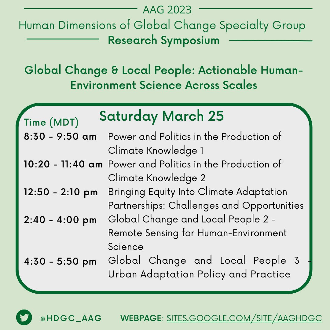 HDGC_AAG's tweet photo. It's Day 2 of our #HDGC_AAG Research Symposium! See a schedule of today's Symposium Sessions below, as well as a full agenda of our SG sponsored sessions at #AAG2023 pinned in our profile! https://t.co/9iJ2F4TioE