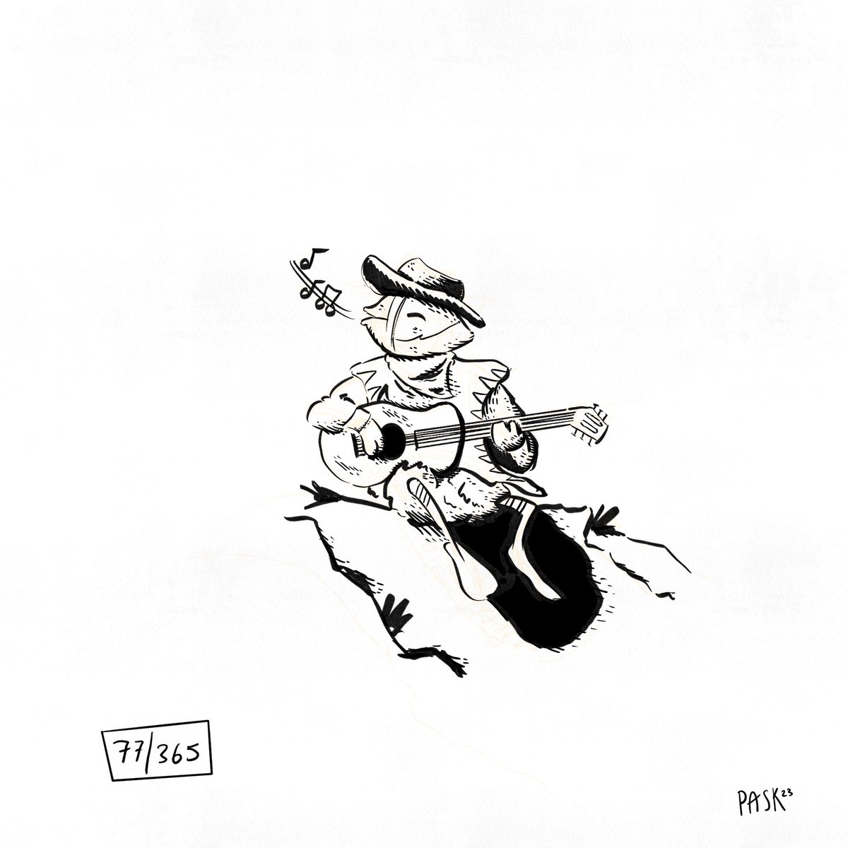 Doodle #077. Probably singing home on the range 

Kicking off a rainy day doodle marathon