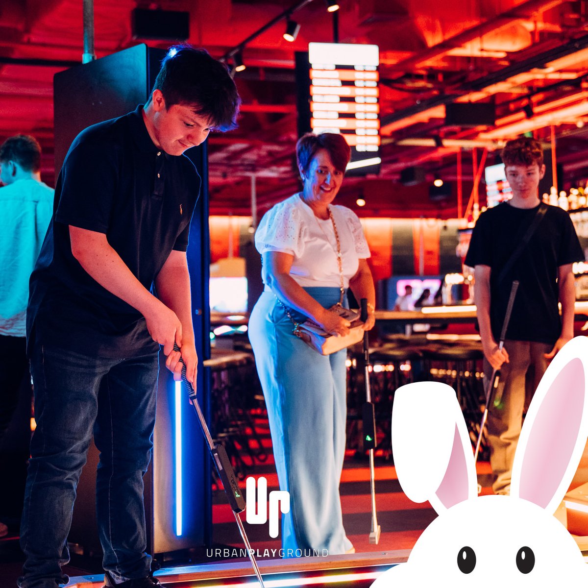 Looking for some crazy fun this Easter holiday? Look no further than Putters! ⛳️

Our wild &amp; wacky course will put your skills to the test with challenging holes and tricky obstacles.

So grab your squad, book your tee time, &amp; let's tee off for an egg-cellent time at Putters 🐣