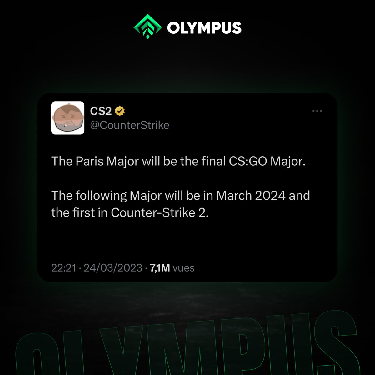 So no more CSGO majors huh 😔

#csgo #cs2