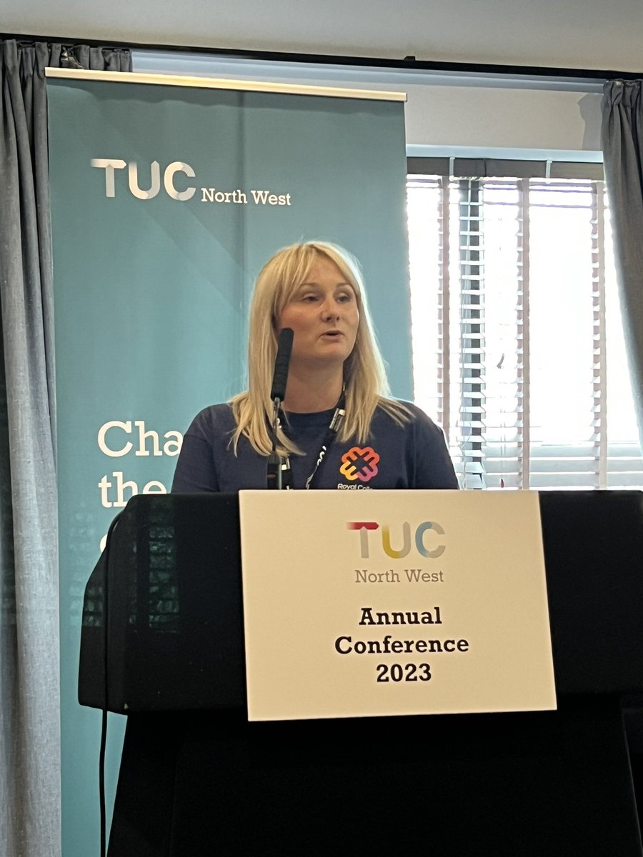 TUCNorthWest's tweet photo. A great speech from Lorna from @MidwivesRCM on the importance of midwives and the crisis facing midwifery.

We need investment in the workforce and a plan that delivers the services we rely on #TUCNW23 https://t.co/dBk1yFOBSc