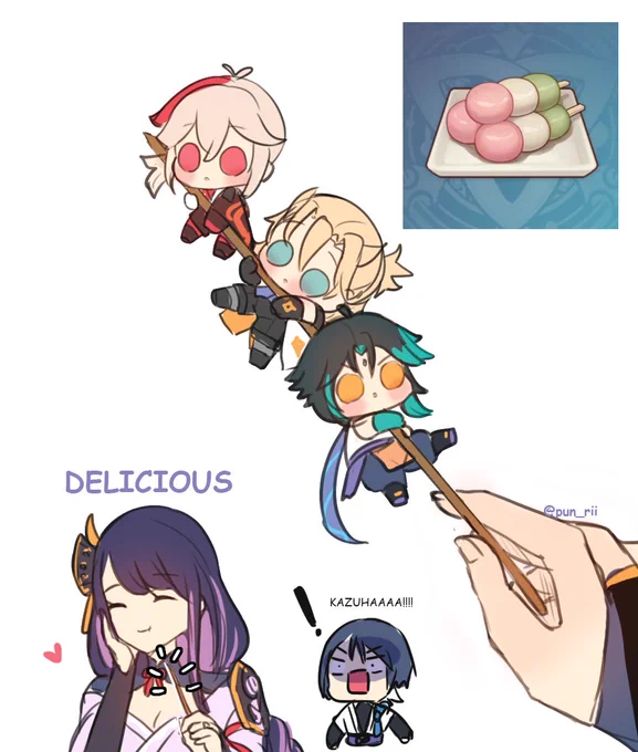 Tricolor Dango #xiao #kazuha #albedo 