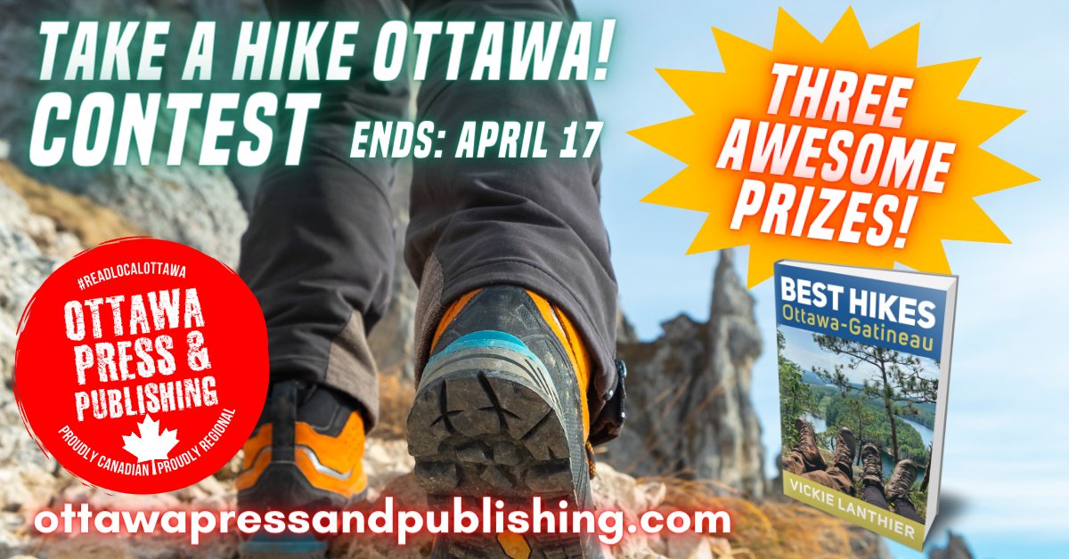Pre-order BEST HIKES OTTAWA-GATINEAU on sale for $19.95 by April 17 &amp; you'll be entered in our TAKE A HIKE OTTAWA CONTEST! Three great prizes to be won including a $150 gift certificate from TRAIL HEAD PADDLE SHACK ottawapressandpublishing.com #Ottawa #ReadLocalOttawa <a href="/Ottawa_Tourism/">Ottawa Tourism</a>