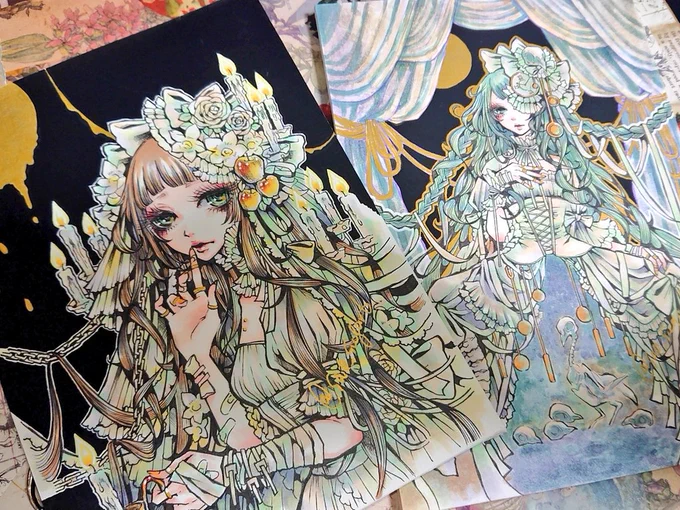 ①②A5サイズ、③2枚とも2L判サイズ小さめな作品たち 
