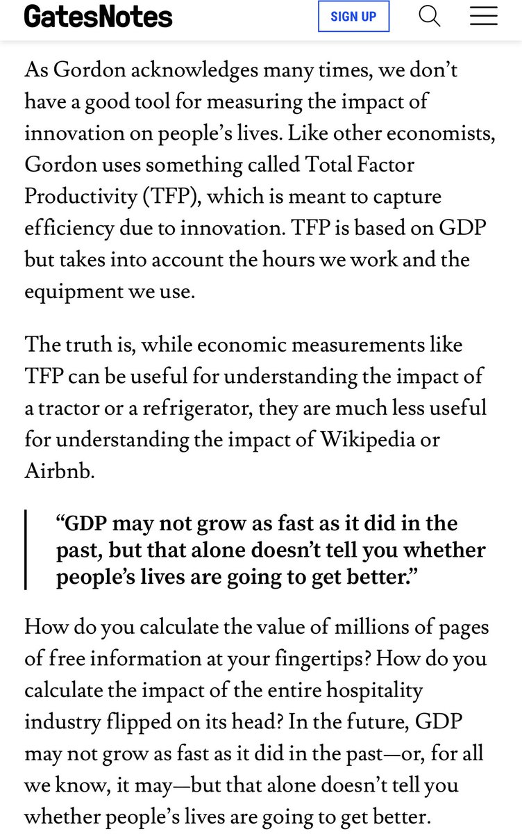trengriffin's tweet photo. AI will massively increase consumer welfare in ways that include what Bill Gates discusses here. https://t.co/FzSeY24N6k But increases in GDP won't fully reflect the improvements in consumer welfare, because it is a different and broken metric. https://t.co/WGnaGX7Q7F https://t.co/O0sO9Xcspb
