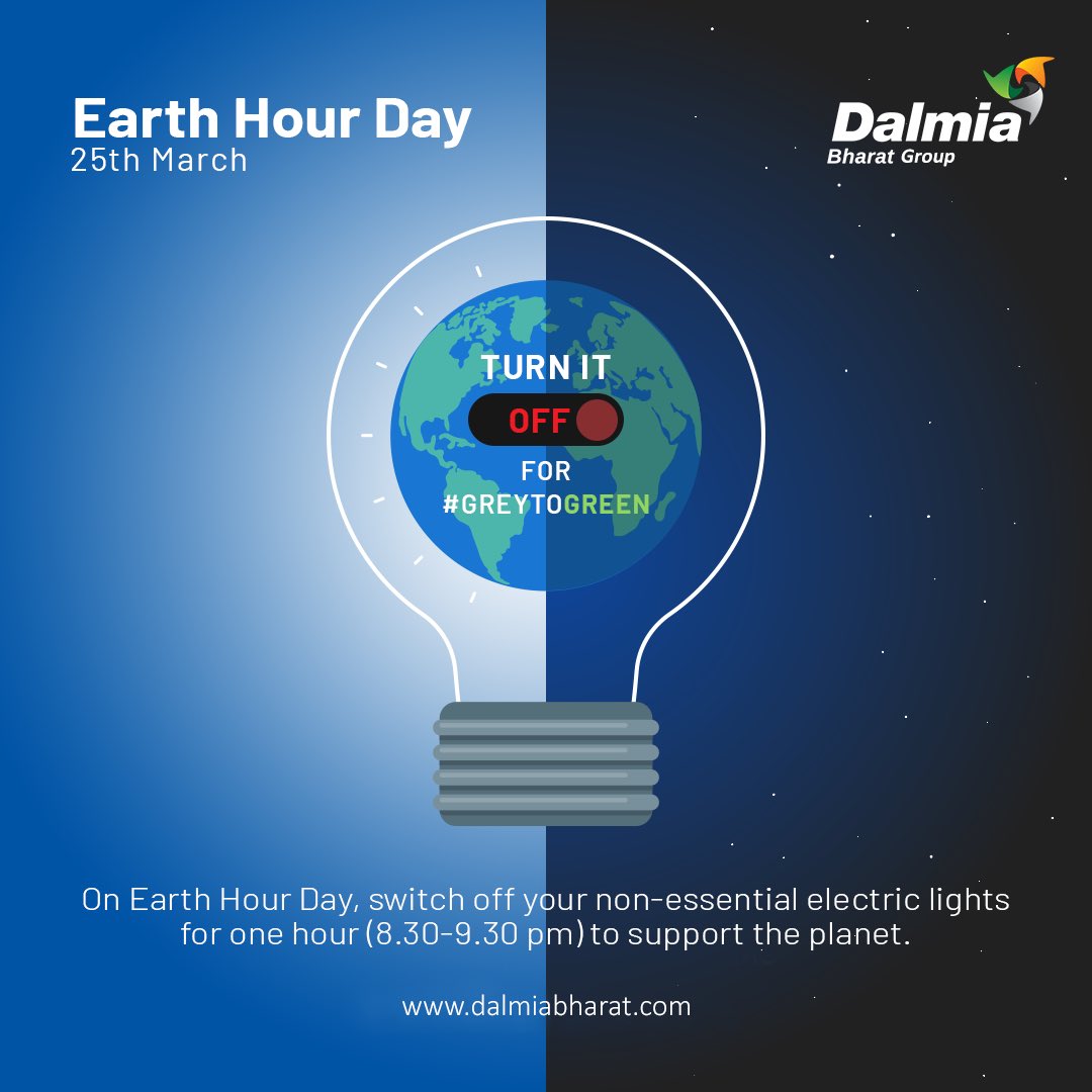 Be a part of the change you wish to see in the world. Dalmia Bharat invites you to switch off non-essential electric lights for one hour and reduce your carbon footprint. Show your love for the environment and see how it can make a big difference.

#shapeourfuture #earthhour