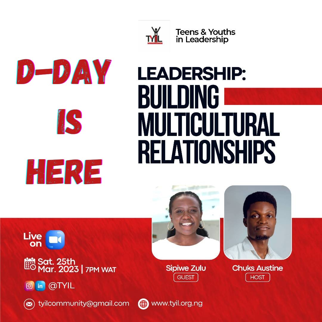 tyil_community's tweet photo. Join us today by 7pm for an informative webinar on Building Multicultural Relationships. 

Kindly Register Now:
https://t.co/6fLVAac6m1 https://t.co/zvtYxRFTLR