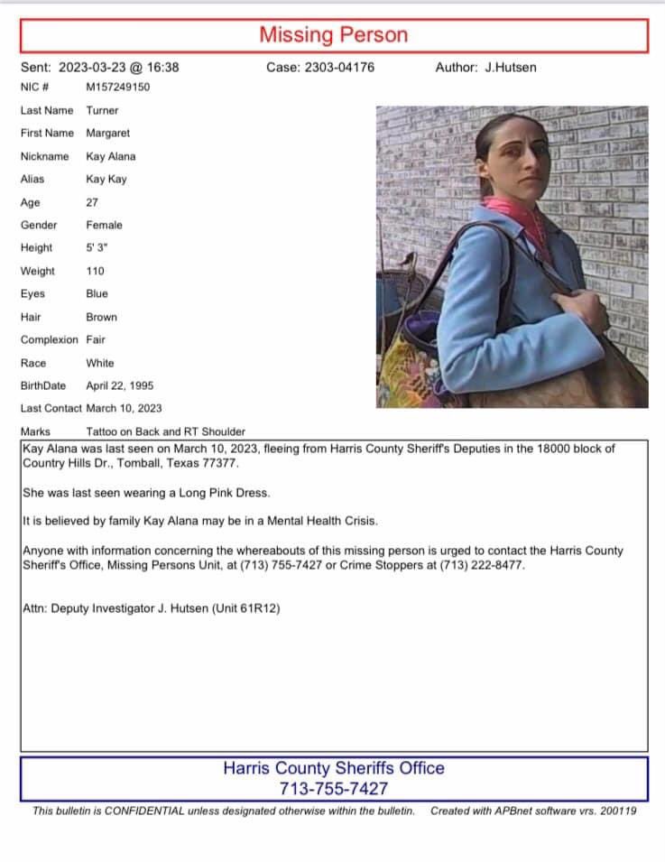 missingNamerica's tweet image. Kay-Alana Turner is officially a missing person and there was a possible sighting on 3/22/23 in Magnolia, TX. Please keep sharing her flyers and photos to find her! #LetsFindKay #KayAlanaTurner