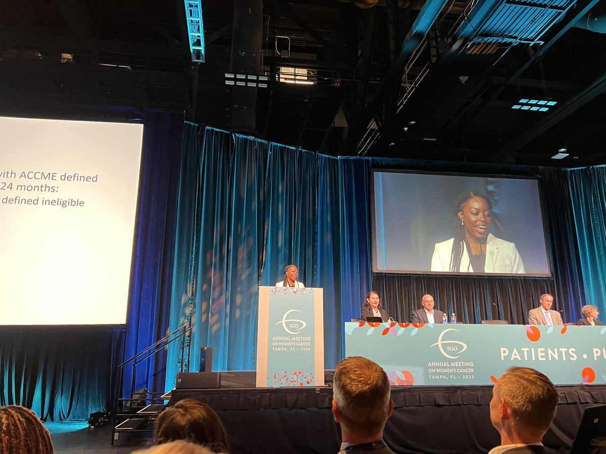 #sgo2023 Dr. Ann Oluloro giving a practice changing talk about how clinical trial exclusions disproportionately keep Black patients out of gyn cancer clinical trials. Protocol writers- take note!! @KemiDoll <a href="/UWashOBGYN/">UW Department of Obstetrics & Gynecology</a> <a href="/uwmnewsroom/">UW Medicine Newsroom</a>