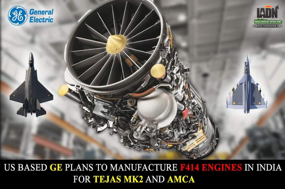 appayan_'s tweet image. GE plans to make F414 INS6 engines for #Tejas Mk2 and #AMCA in India. General Electric 🇺🇸 can file an application soon to jointly produce the GE-414 jet engines in #India to power the indigenous Light Combat Aircraft #LCA and the 5th Gen. Advanced Medium Combat Aircraft (#AMCA).