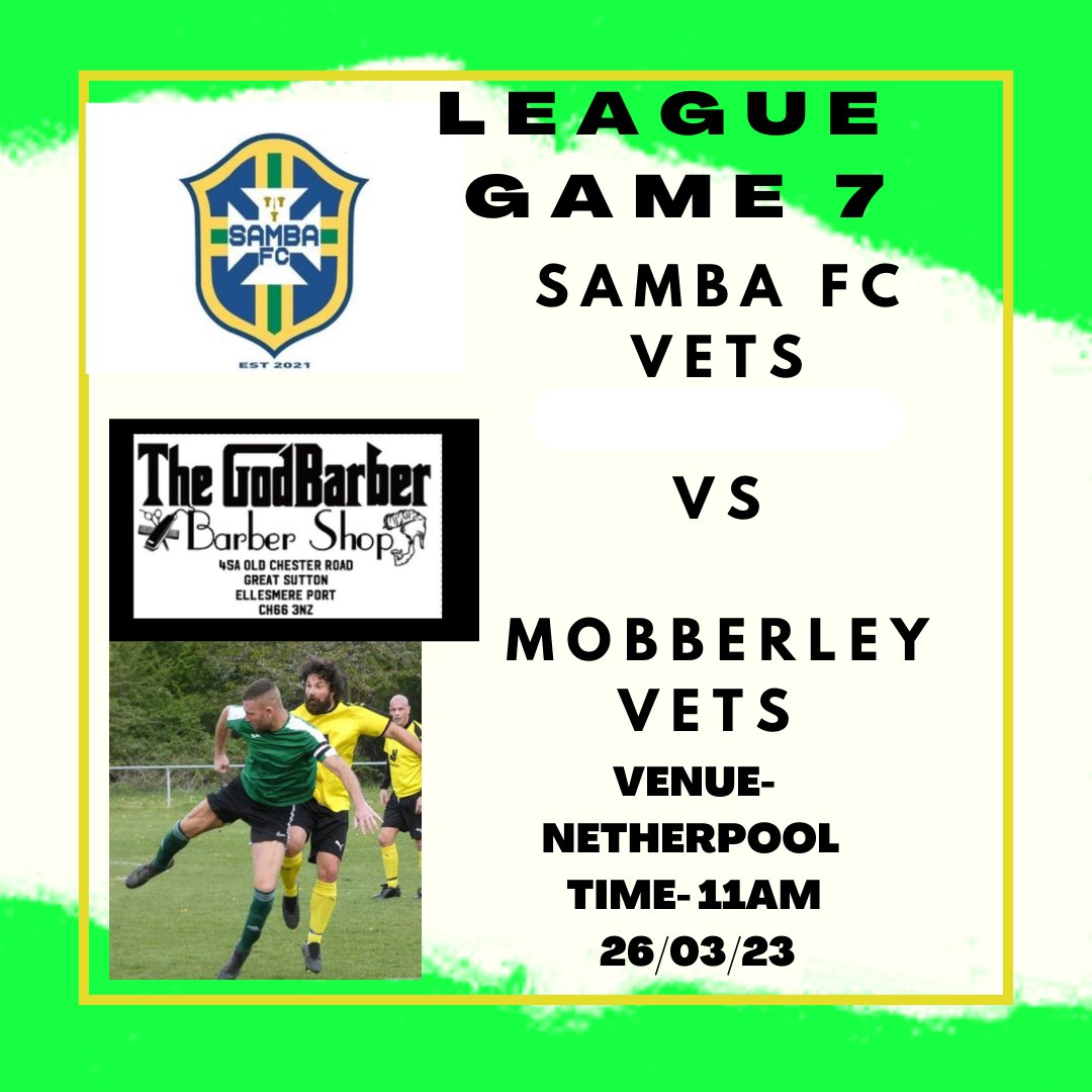 SambaVets's tweet photo. Game tomorrow at home against Mobberley vets. Gonna be a tough one. This one, played these last year in the cup at their place, was a very physical game. Let's hope we turn up this weekend hit a bad patch of form lately 
#LETSGO #YELLOWGREENARMY https://t.co/KIfMk144hP