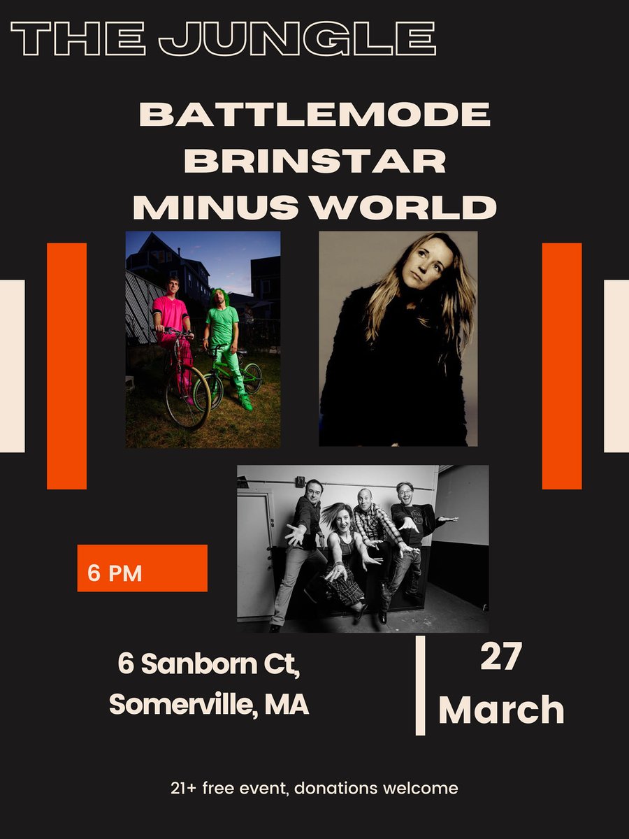 MinusworldBand's tweet photo. Excited to be playing the Jungle, Monday March 27th!  With Battlemode and Brinstar!  21+ / Doors 6 PM / Free https://t.co/s1g61fKgcs