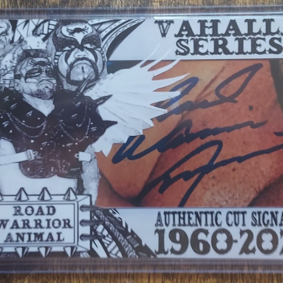 TomVinc22072756's tweet photo. Road Warior Animal Cut Autograph 4x6 card, next will be legendary OX Baker in the Vahalla Series.
#wrestlingautographs #wrestlingcards #wrestlingtradingcards #wrestlingrelics #wrestlingcommunity #wwe #aew #getitwhileigotit https://t.co/P4k2kLhQcV