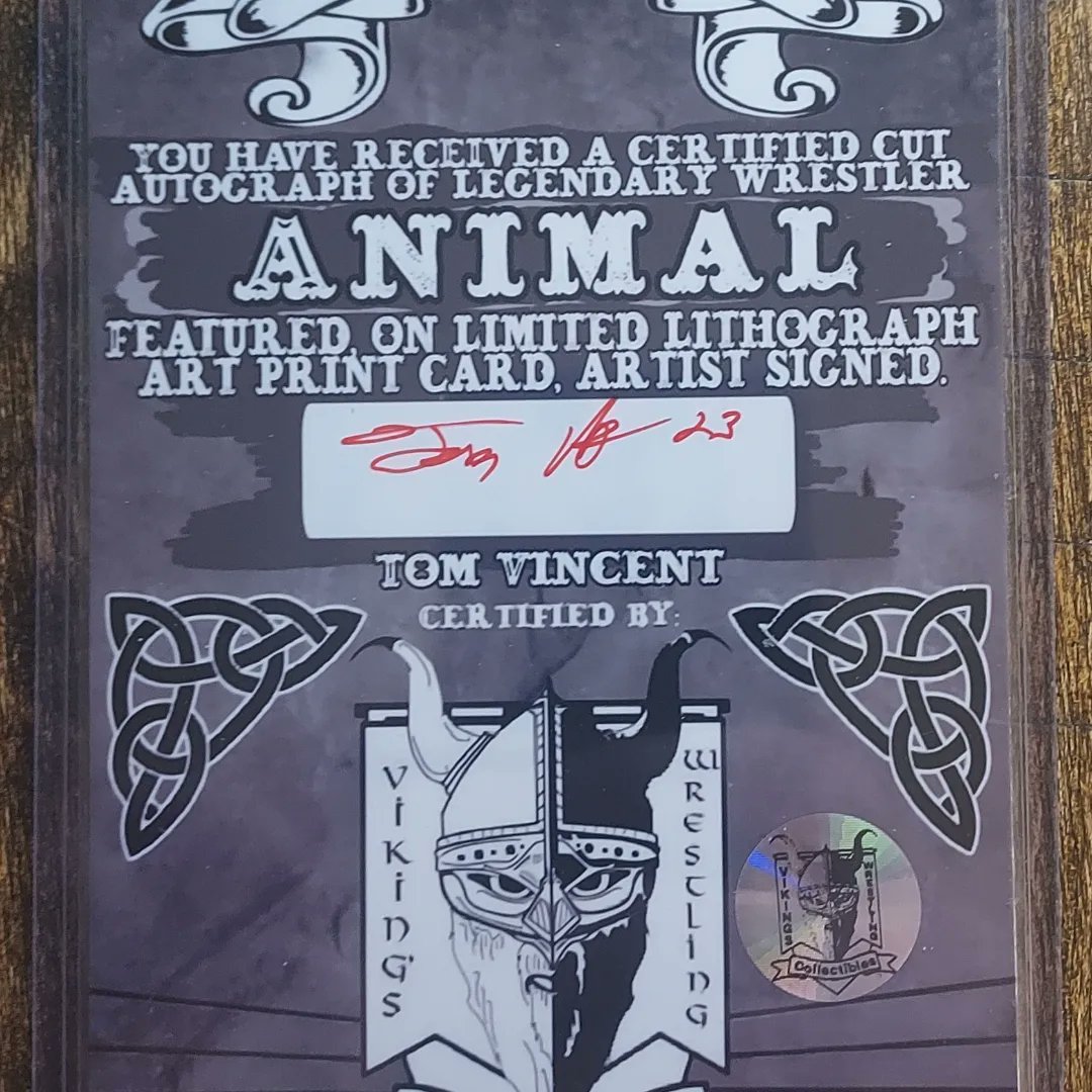 TomVinc22072756's tweet photo. Road Warior Animal Cut Autograph 4x6 card, next will be legendary OX Baker in the Vahalla Series.
#wrestlingautographs #wrestlingcards #wrestlingtradingcards #wrestlingrelics #wrestlingcommunity #wwe #aew #getitwhileigotit https://t.co/P4k2kLhQcV